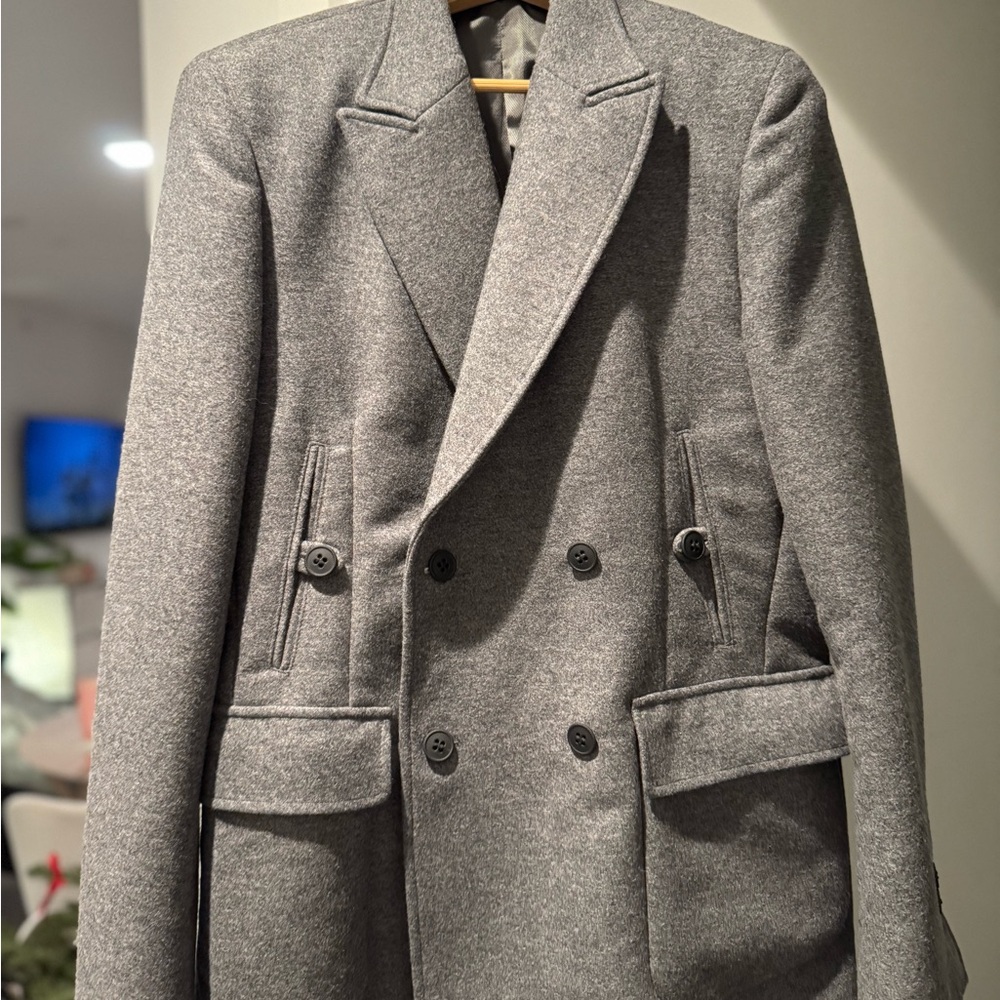 Emporio Armani Double-Breasted Blazer Wool Gray Size 50